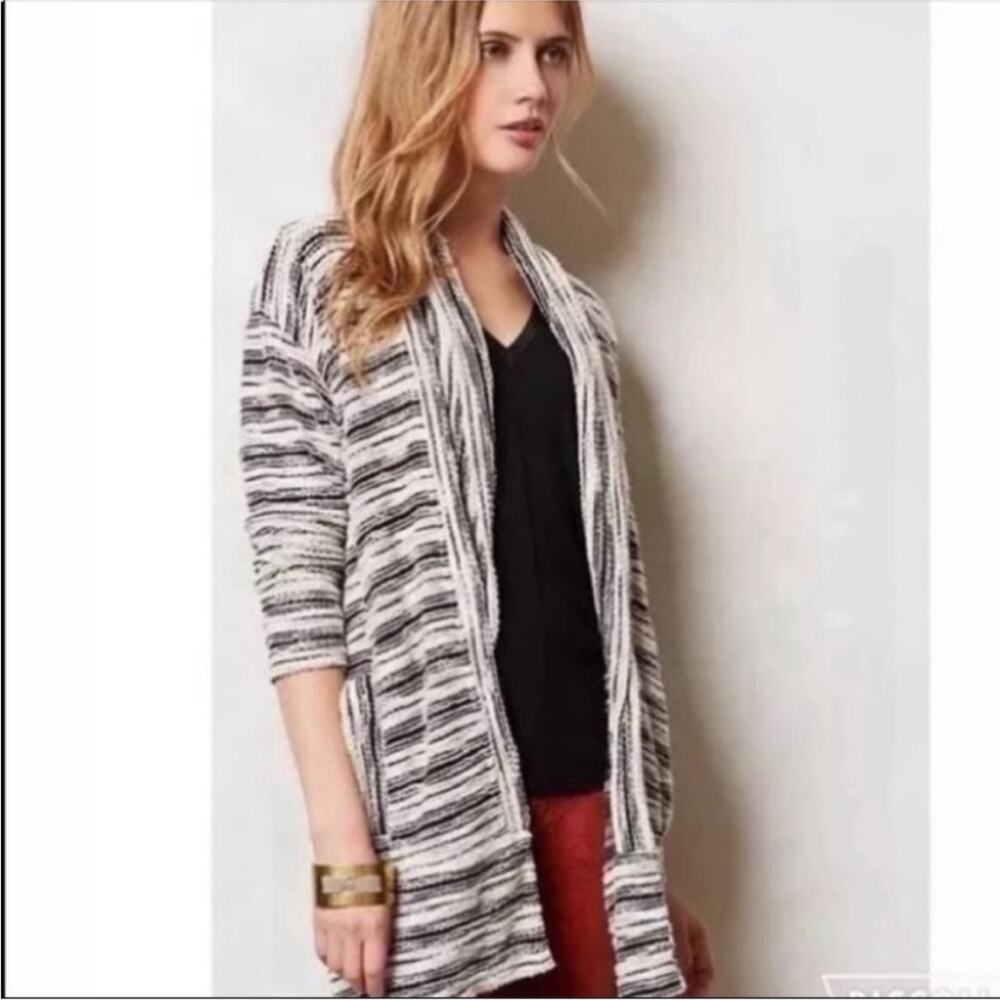 Anthropologie Dolan Black and White Open Front Sweater Cardigan, EUC, Small